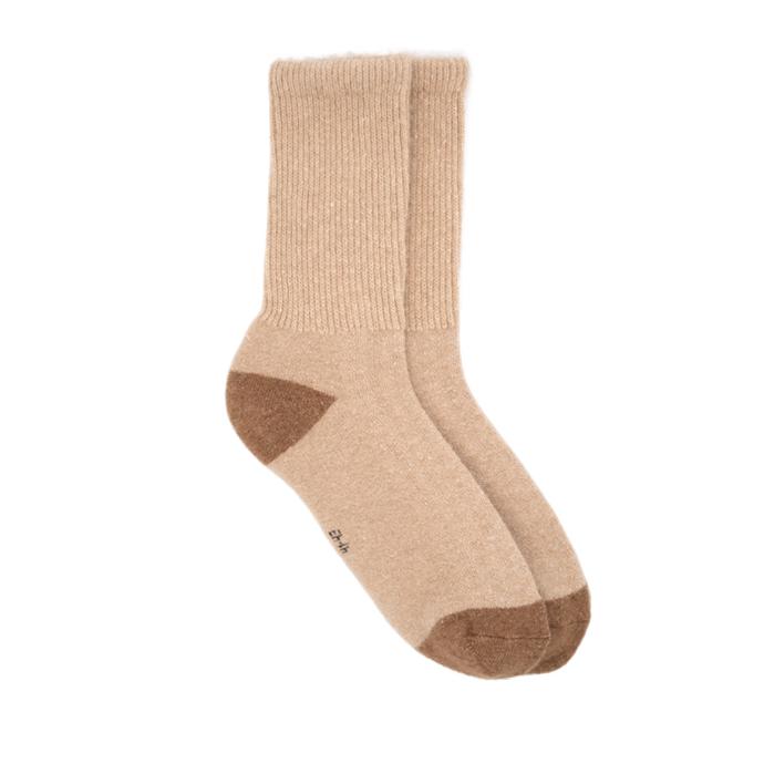 Wollsocken in beige-braun