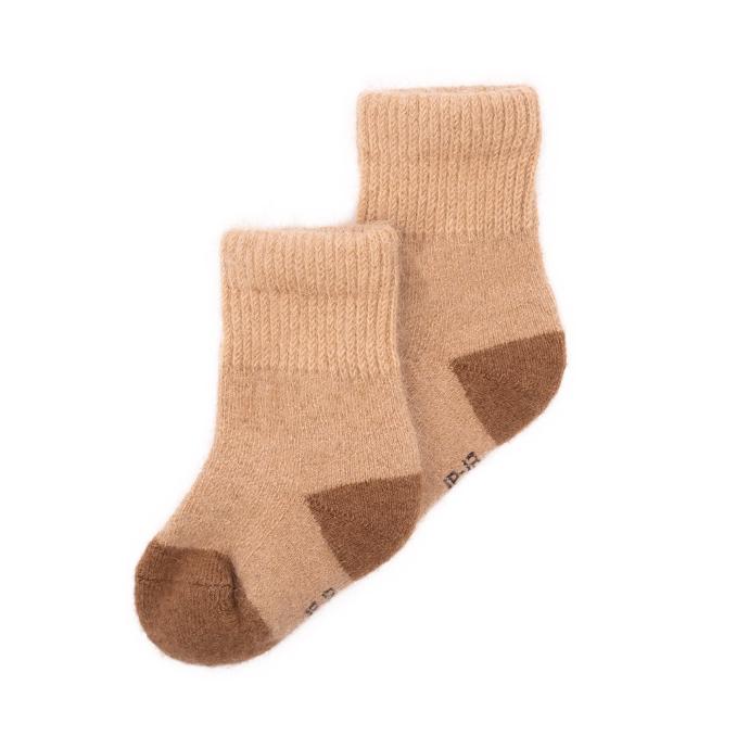 Beige-braune Wollsocken für Kinder