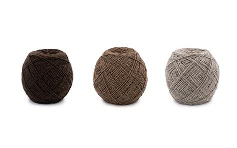 Three yarns made from yak wool