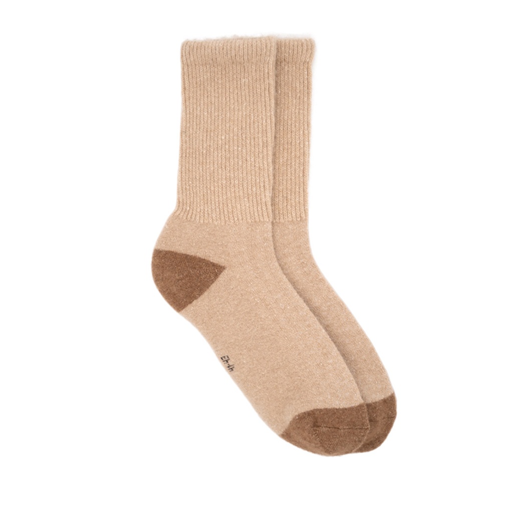 Socken aus Kamelwolle, beige & braun