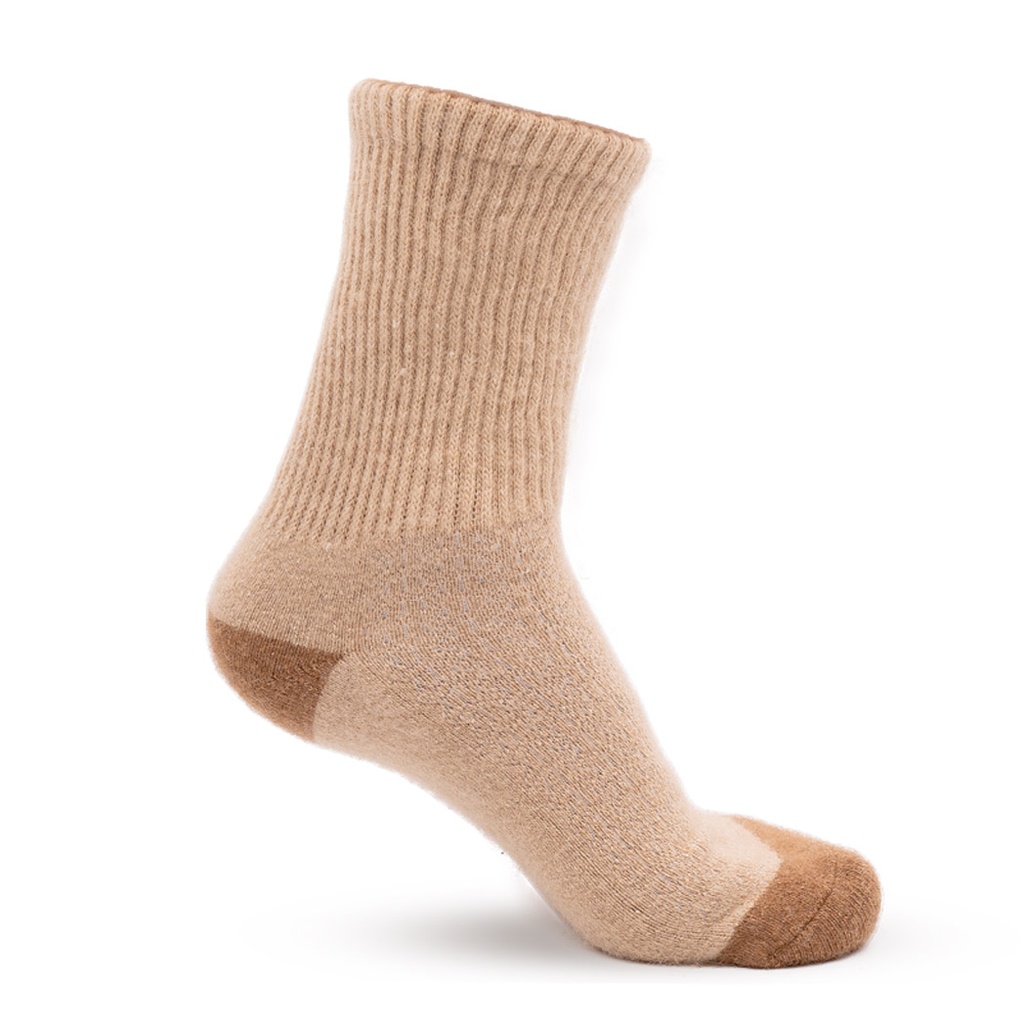 Camel wool socks, beige & brown