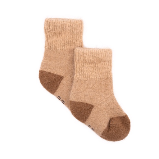 Kindersocken aus Kamelwolle, beige & braun (15-19)