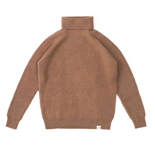Rollkragenpullover aus Kamelwolle, braun