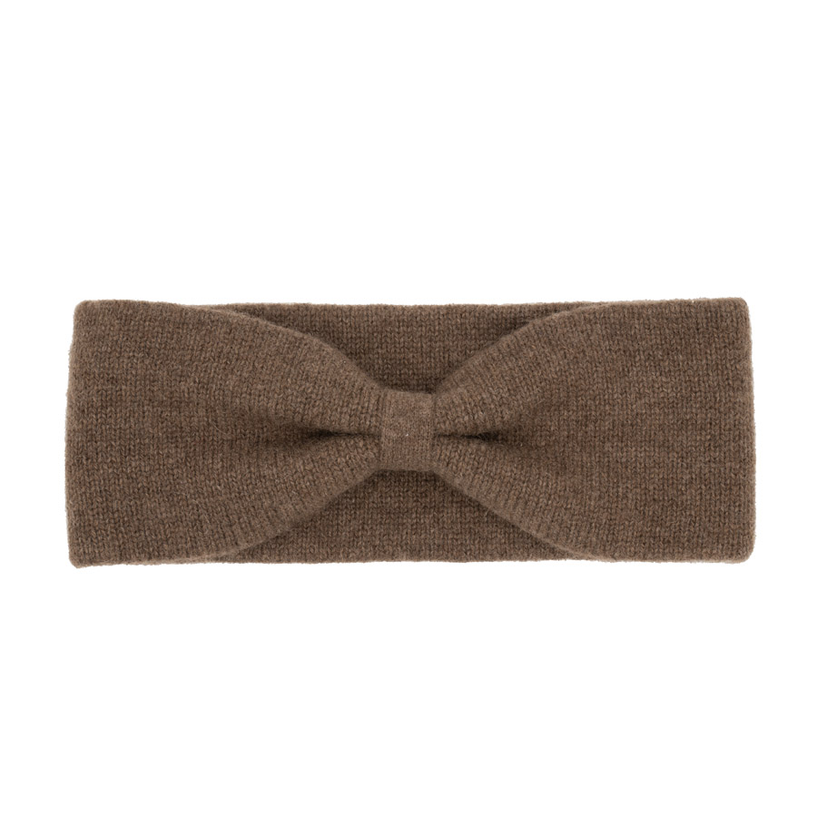 Headband made of yak wool (Bow design), yak-brown