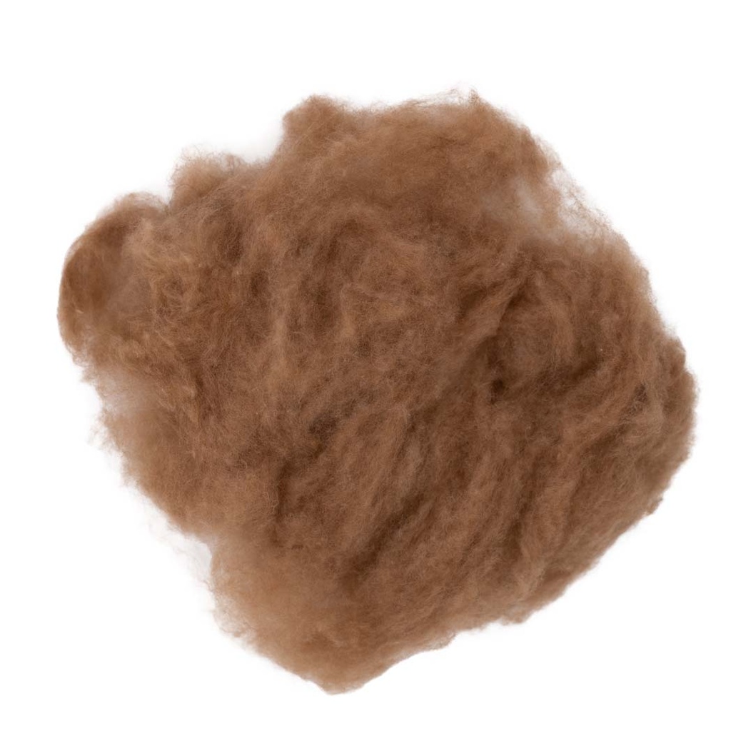 Kamelwolle kardiert Rohwolle, braun (100g)