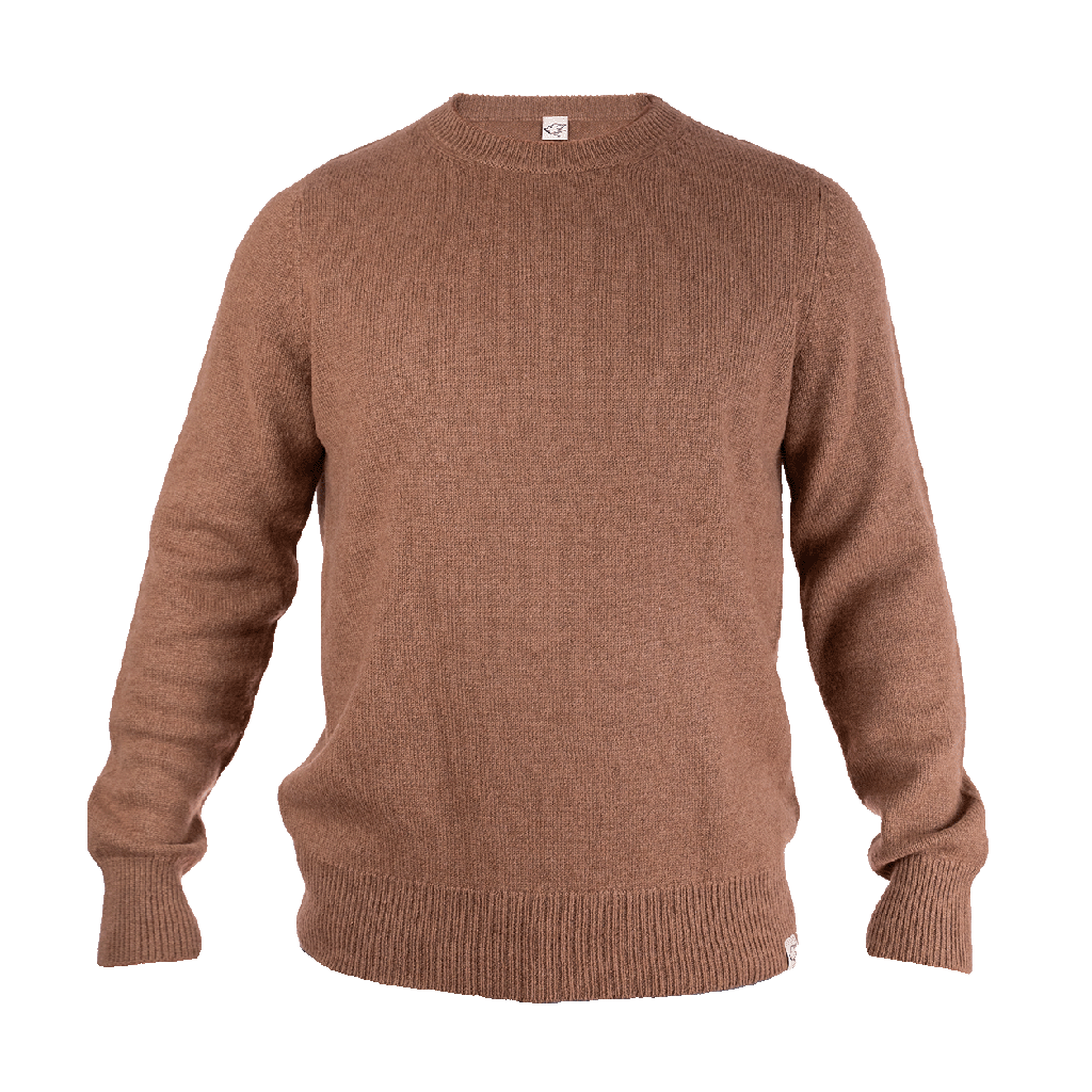 Crew-neck Sweater made from camel wool, brown