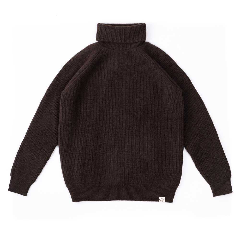 Turtleneck sweater made of yak wool, dark brown