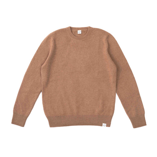 Crew-neck Sweater made from camel wool, brown