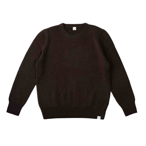 Crew-neck Sweater made from yak wool, dark brown (XS)