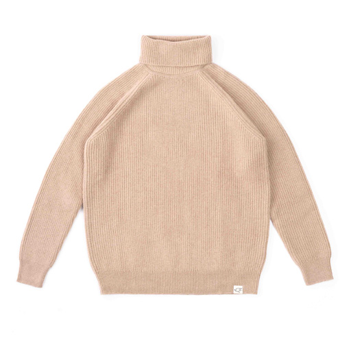 Turtleneck sweater made of camel wool, beige